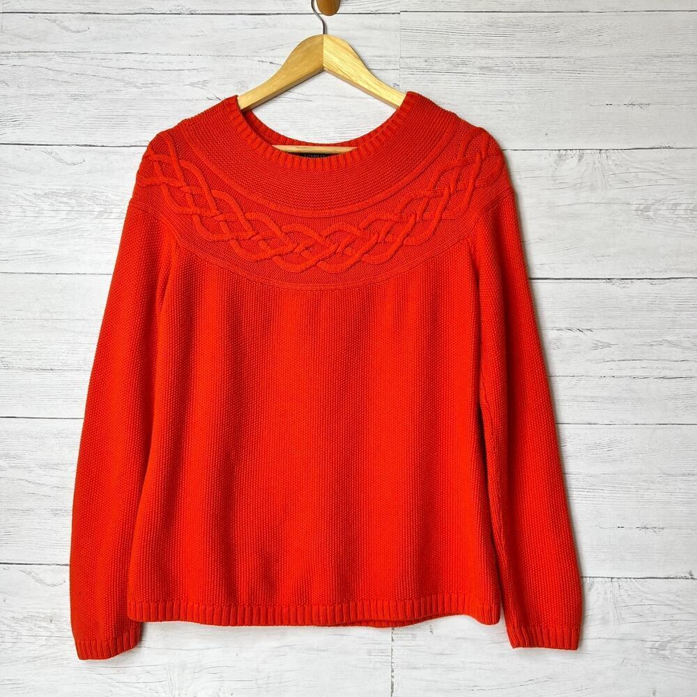 Talbots Sweater Womens Size Small Bright Orange Cashmere Blend Colorful